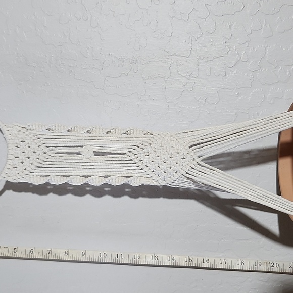 MACRAME Boho Plant Holder w White Ceiling Hook New - Picture 5 of 6